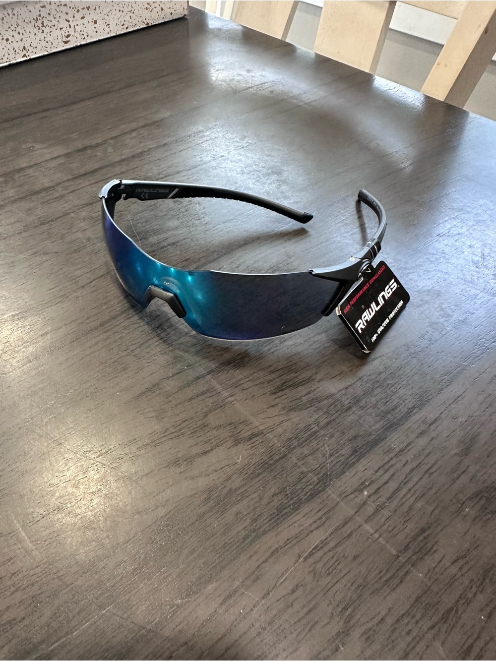 Rawlings Men's Wrap Sunglasses Lightweight Blue Tinted Lens Black Frame UV
